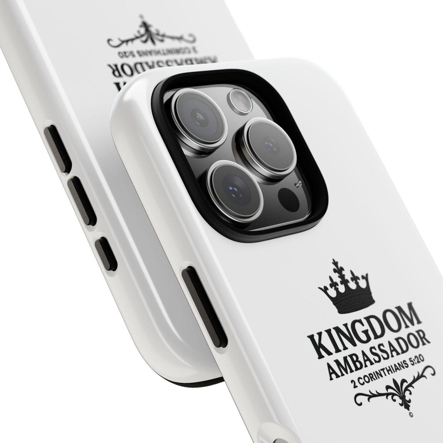 Kingdom Ambassador (Black Lettering) Rugged Phone Case, Inspirational Mobile Cover, Gift for Faith Lovers, Faith-Based Protector - Cross Apparel USA