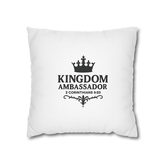 Kingdom Ambassador (Black Lettering) Square Pillow Cover | Inspirational Home Decor | Gifts for Faith (Pillow not included)