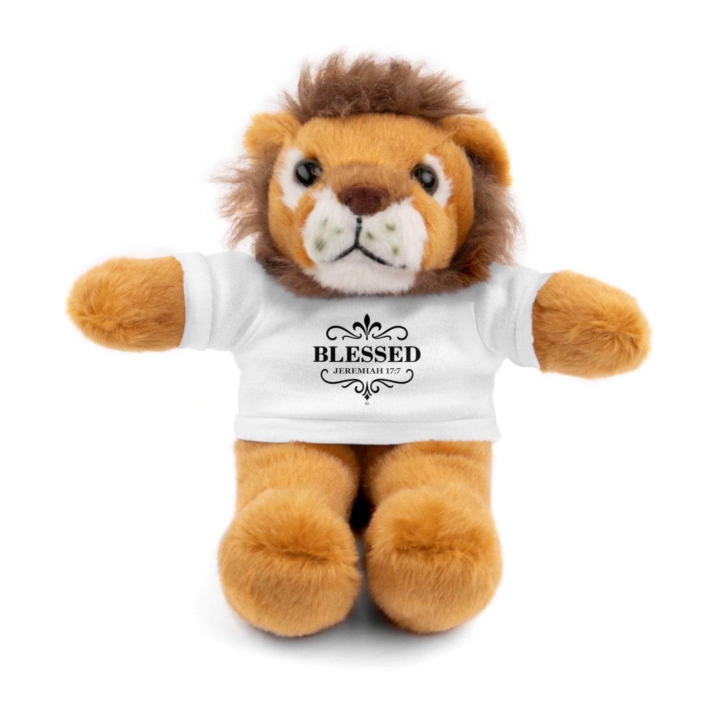 Blessed (Black Lettering) Plush Toy with Tee, Faith-Inspired Stuffed Animal, Inspirational Gift, Birthday Present, Encouragement Gift