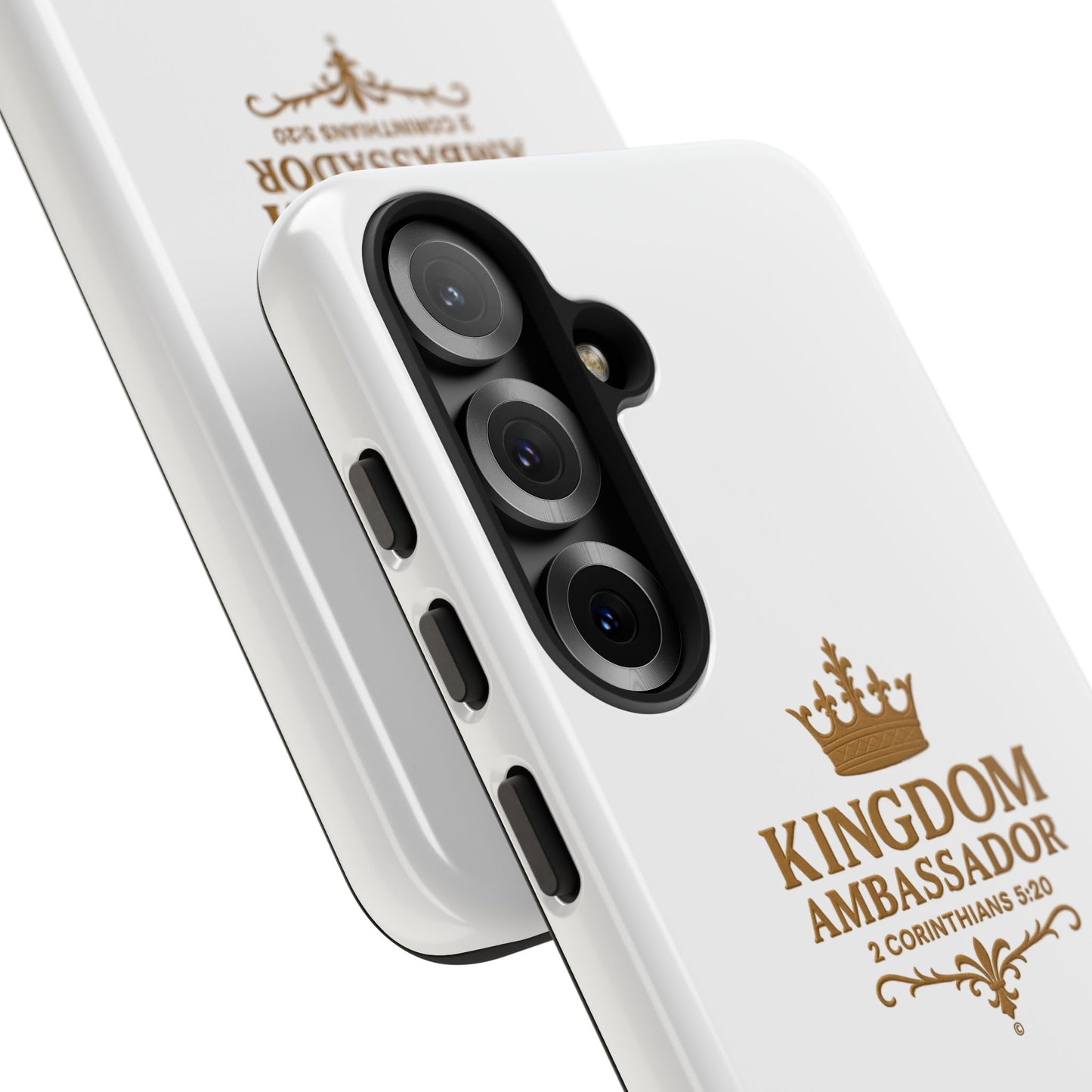 Kingdom Ambassador (Gold Lettering) Rugged Phone Case, Inspirational Mobile Cover, Gift for Faith Lovers, Faith-Based Protector