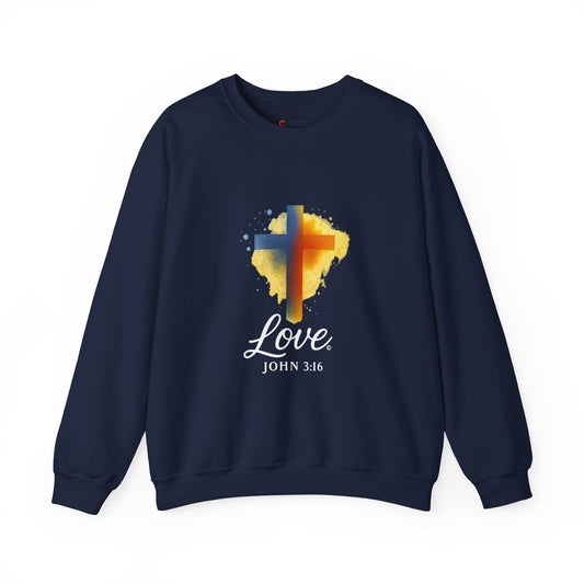 Love (White Lettering) Unisex Crewneck Sweatshirt, Inspirational Apparel, Casual Wear, Gift for Believers, Church Outing Attire, Daily Comfort Wear