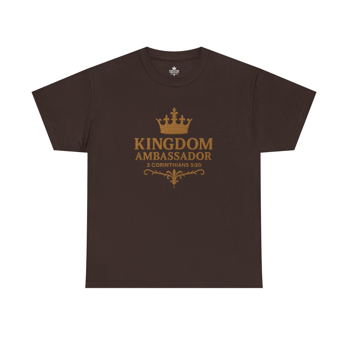 Kingdom Ambassador (Gold Lettering) Tee | Unisex Heavy Cotton Shirt, Faith-Based Apparel, Christian T-Shirt, Inspirational Gift, Scripture Tees