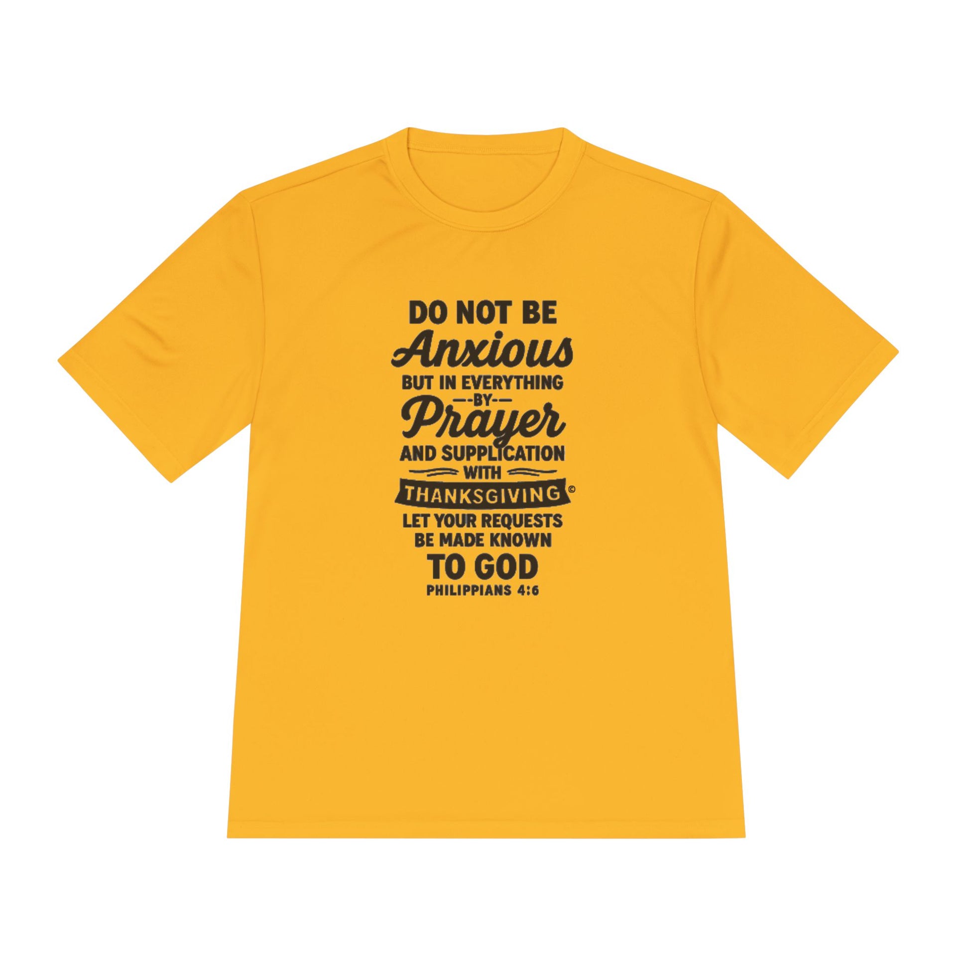 Not Anxious (Black Lettering with full design on the front side) Activewear Performance Moisture Wicking Tee, Faith-Based Workout Shirt, Inspirational Fitness Gear, Gift for Fitness Lovers, Bible Verse T-Shirt - Cross Apparel USA