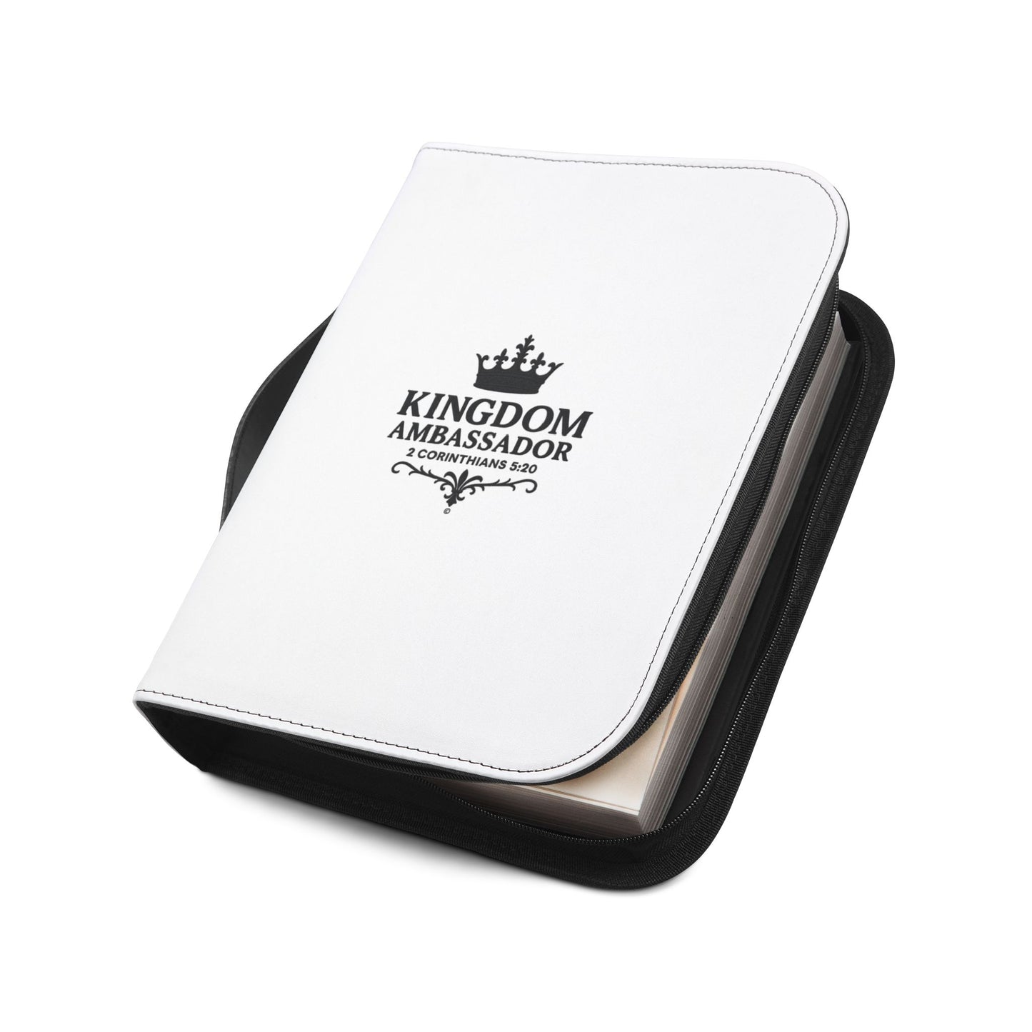 Kingdom Ambassador (Black Lettering) Inspirational Bible Cover, Gift for Believers, Faith-Based Book Cover - Cross Apparel USA