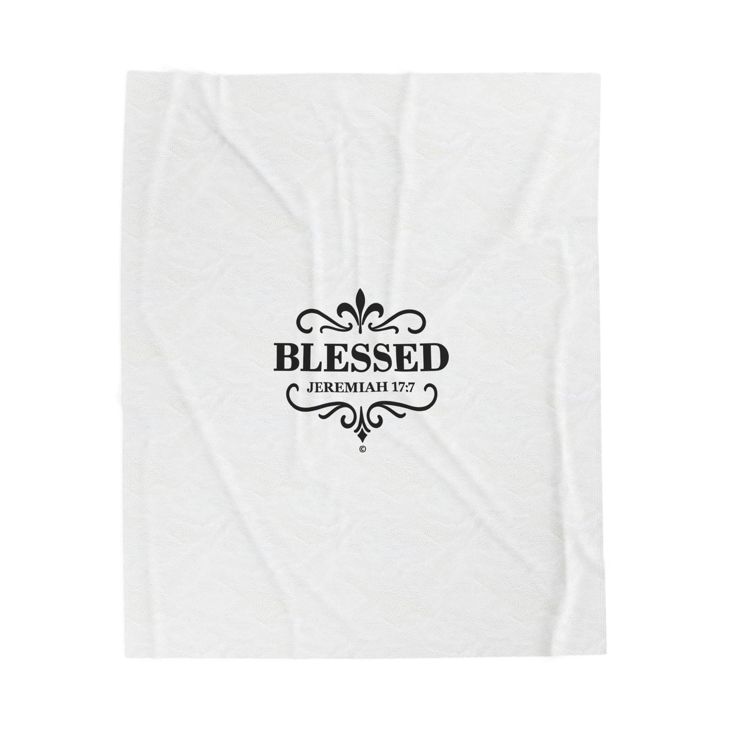 Blessed (Black Lettering) Plush Blanket, Inspirational Home Decor, Faith-Based Decor, Modern Plush Blanket