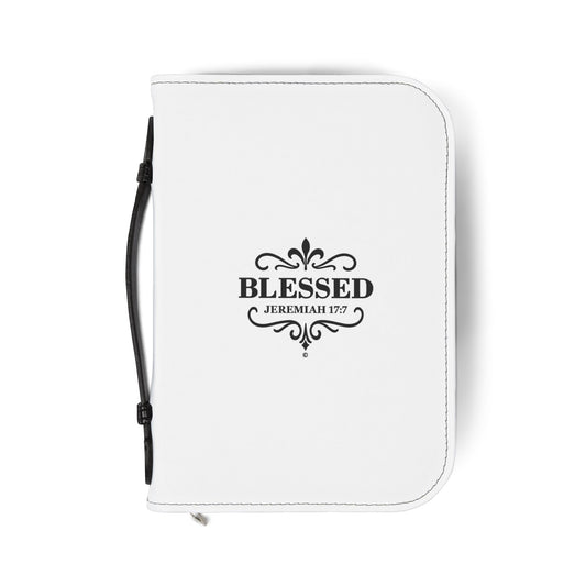Blessed (Black Lettering) Inspirational Bible Cover, Gift for Believers, Faith-Based Book Cover - Cross Apparel USA
