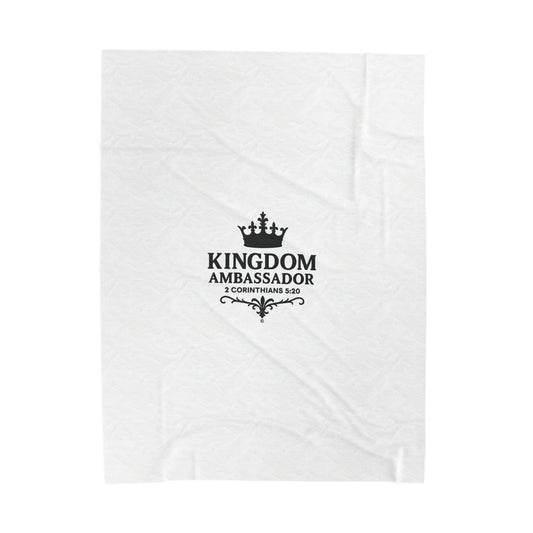 Kingdom Ambassador (Black Lettering) Plush Blanket, Inspirational Home Decor, Faith-Based Decor, Modern Plush Blanket