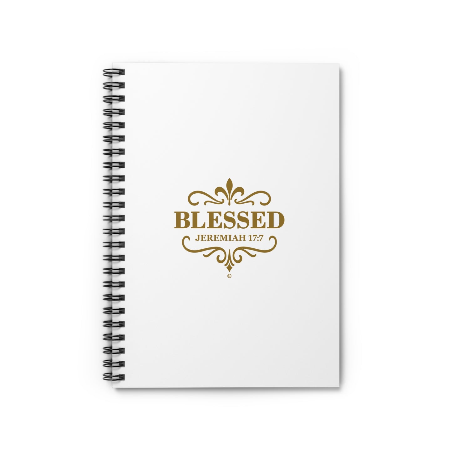 Blessed (Gold Lettering) Inspirational Spiral Notebook, Christian Journal, Bible Study Supplies, Faith Gift, Daily Planner - Cross Apparel USA