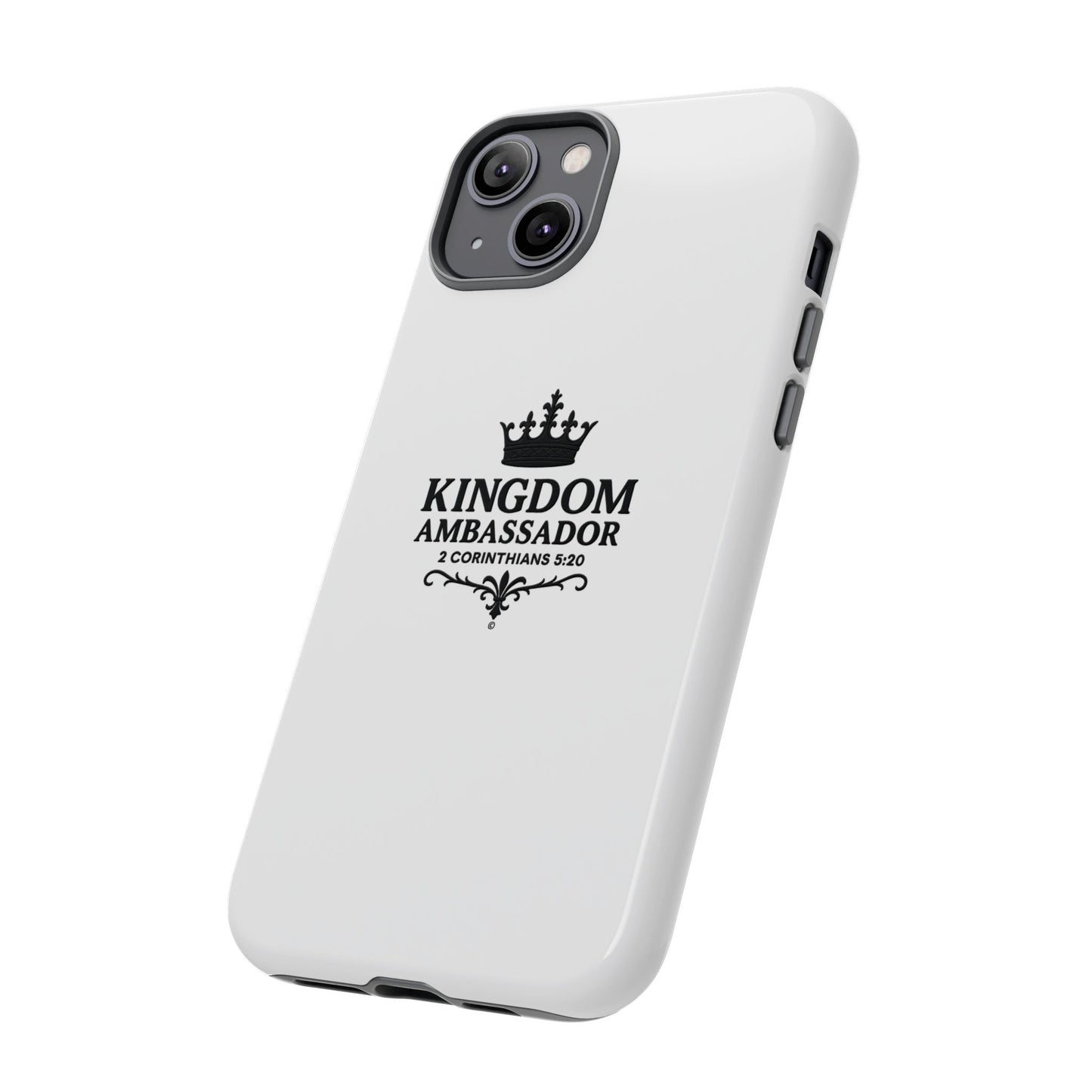 Kingdom Ambassador (Black Lettering) Rugged Phone Case, Inspirational Mobile Cover, Gift for Faith Lovers, Faith-Based Protector - Cross Apparel USA