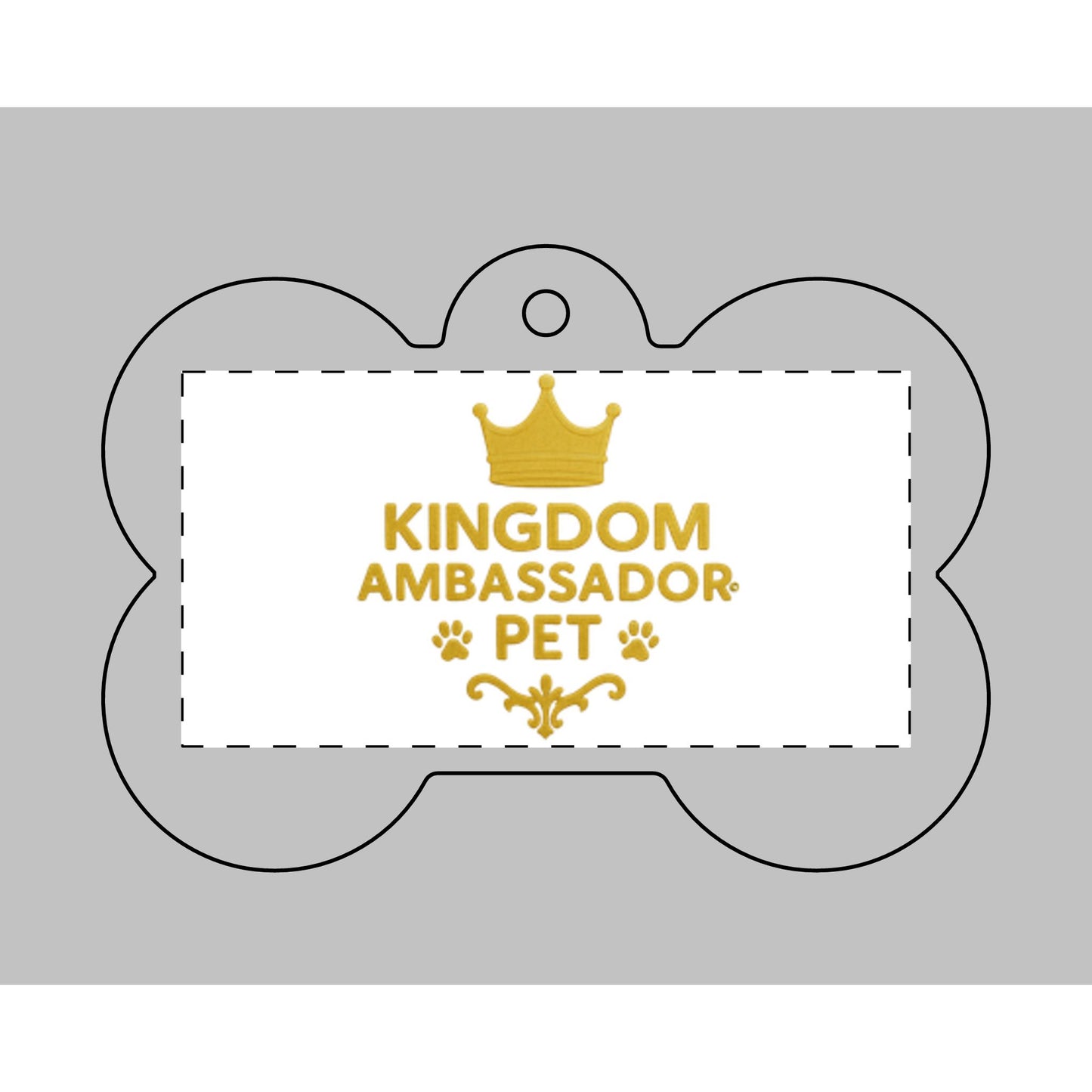 Kingdom Ambassador (Gold Lettering) Bone Shape Pet Tag