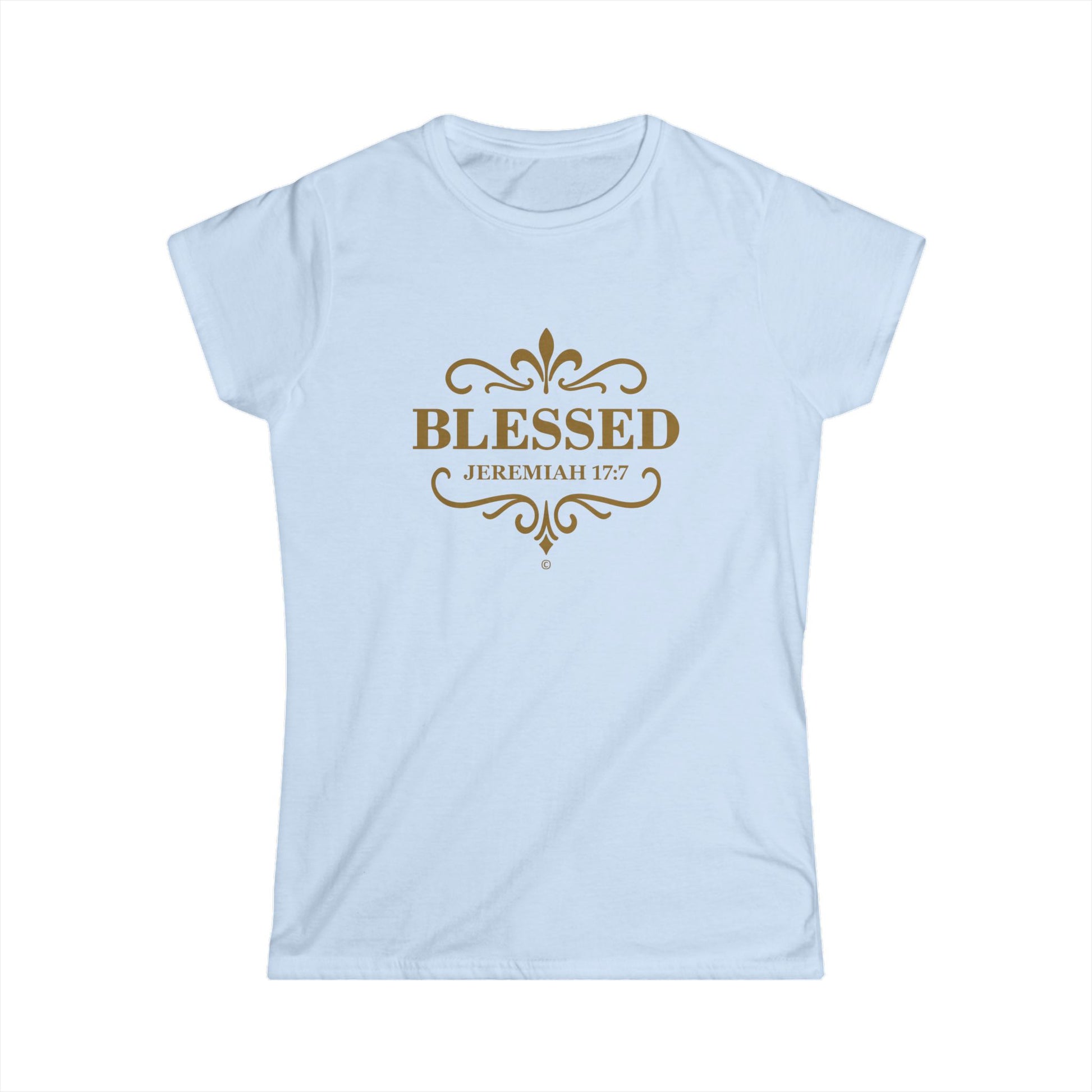 Blessed (Gold Lettering) Women's Softstyle Tee - Cross Apparel USA