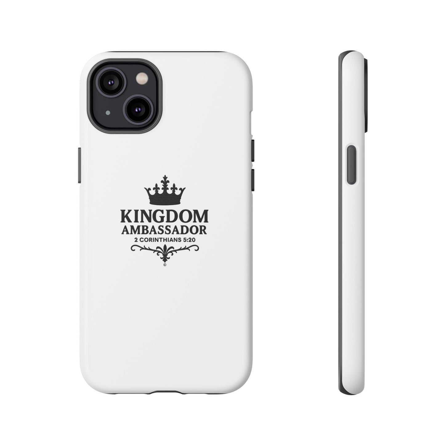 Kingdom Ambassador (Black Lettering) Rugged Phone Case, Inspirational Mobile Cover, Gift for Faith Lovers, Faith-Based Protector - Cross Apparel USA
