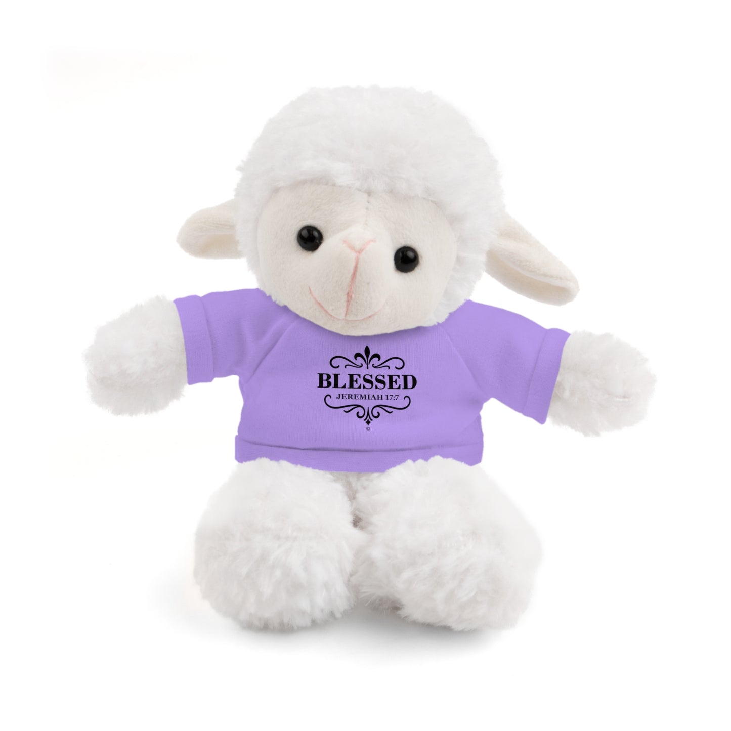 Blessed (Black Lettering) Plush Toy with Tee, Faith-Inspired Stuffed Animal, Inspirational Gift, Birthday Present, Encouragement Gift