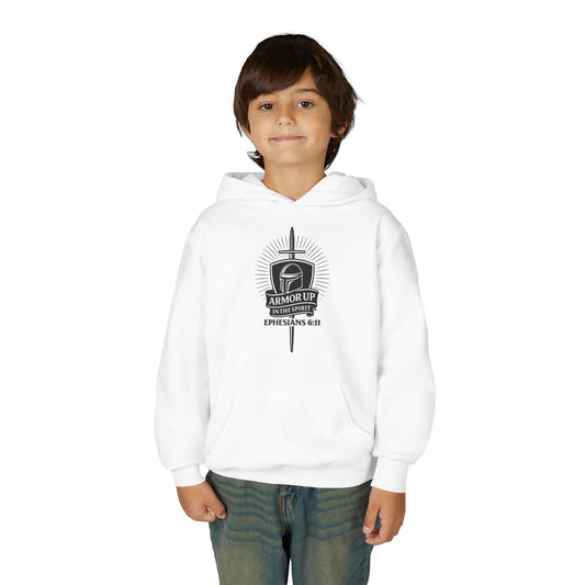 Armor Up (Black Lettering) Youth Heavy Blend Hooded Sweatshirt
