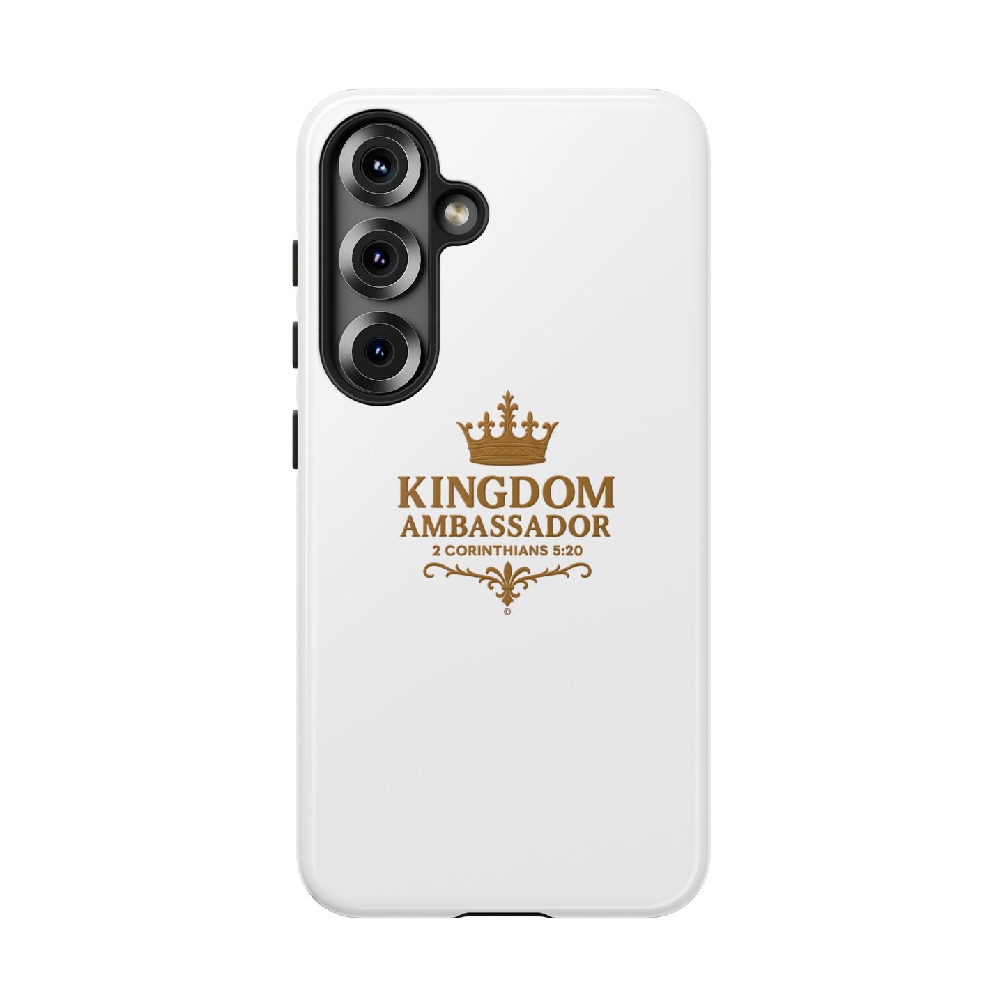 Kingdom Ambassador (Gold Lettering) Rugged Phone Case, Inspirational Mobile Cover, Gift for Faith Lovers, Faith-Based Protector