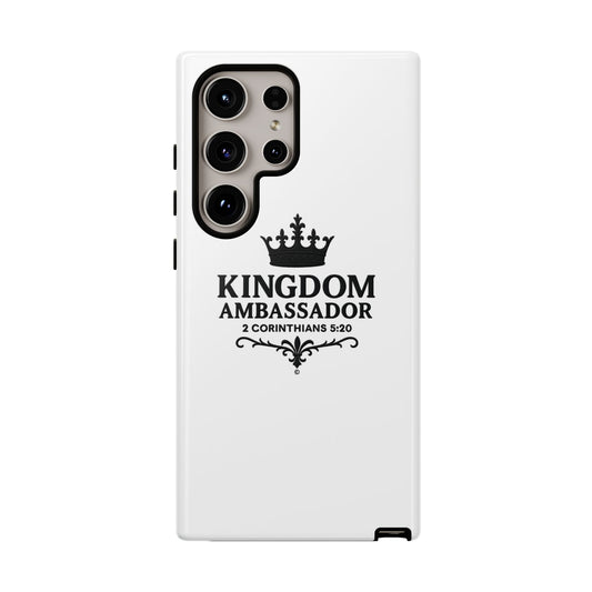 Kingdom Ambassador (Black Lettering) Rugged Phone Case, Inspirational Mobile Cover, Gift for Faith Lovers, Faith-Based Protector