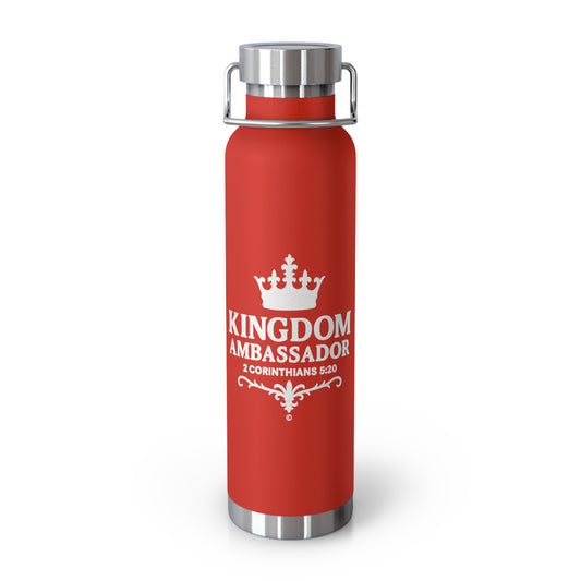 Kingdom Ambassador (White Lettering) Insulated Water Bottle, 22oz - Motivational Gift for Believers, Holiday, Travel, Fitness, Eco-Friendly