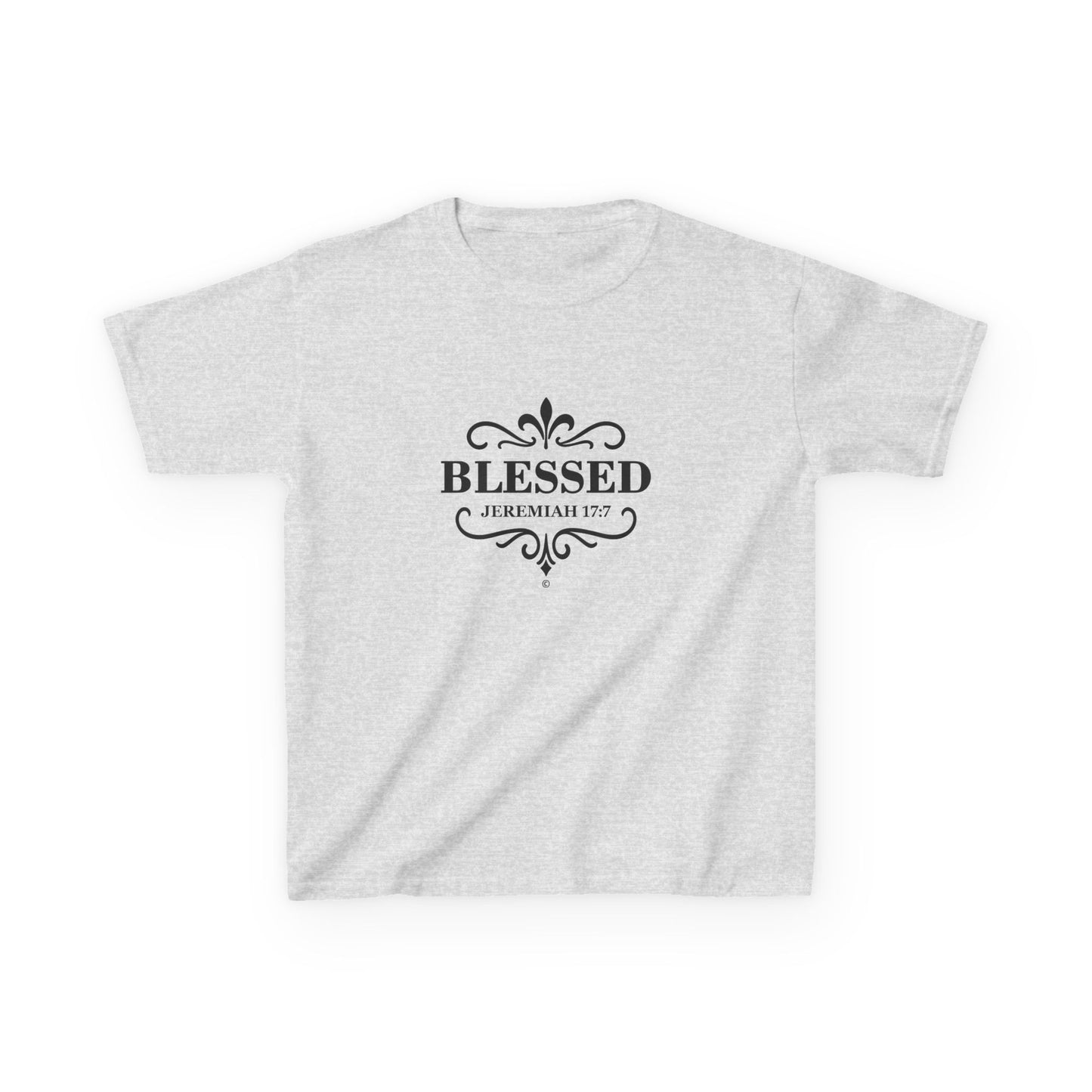 Blessed (Black Lettering) Kids Tee, Faith-based Inspirational Apparel, Gift for Believers, Youth Fashion, Bible Verse Shirt, Meaningful Gift