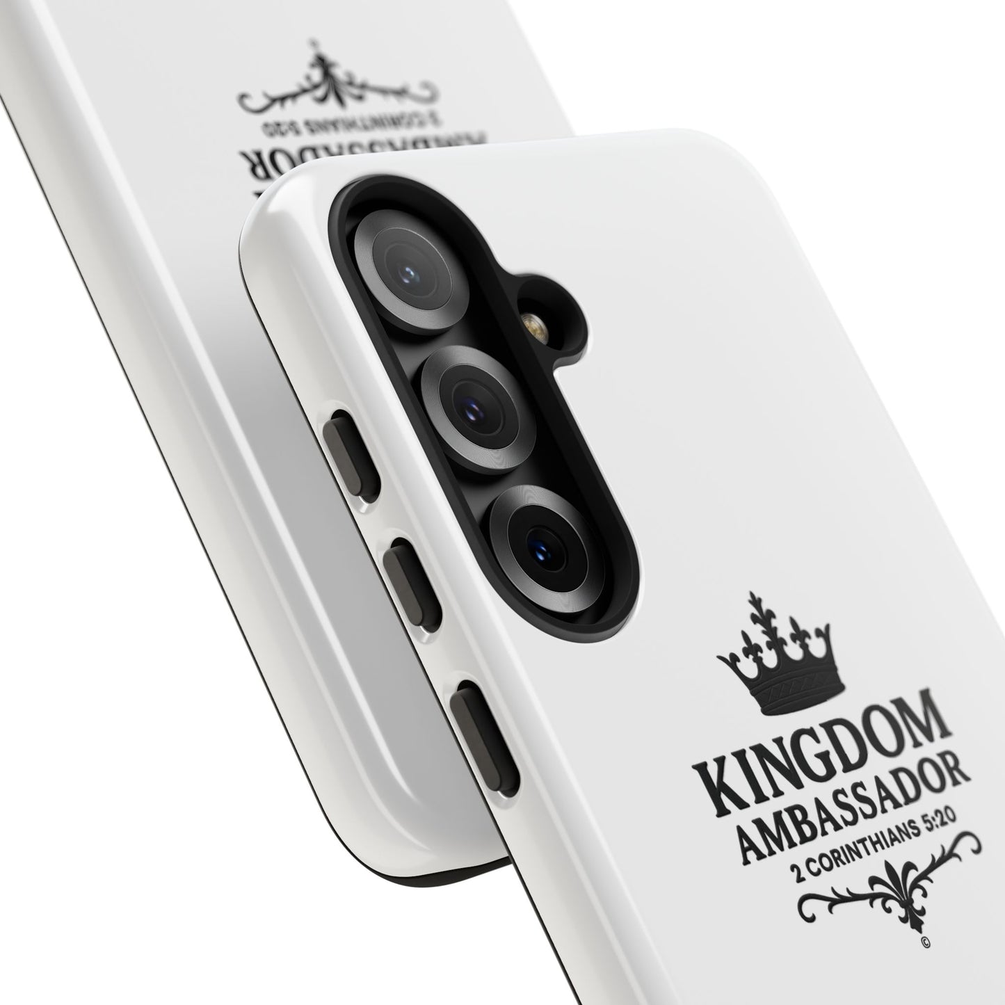 Kingdom Ambassador (Black Lettering) Rugged Phone Case, Inspirational Mobile Cover, Gift for Faith Lovers, Faith-Based Protector - Cross Apparel USA