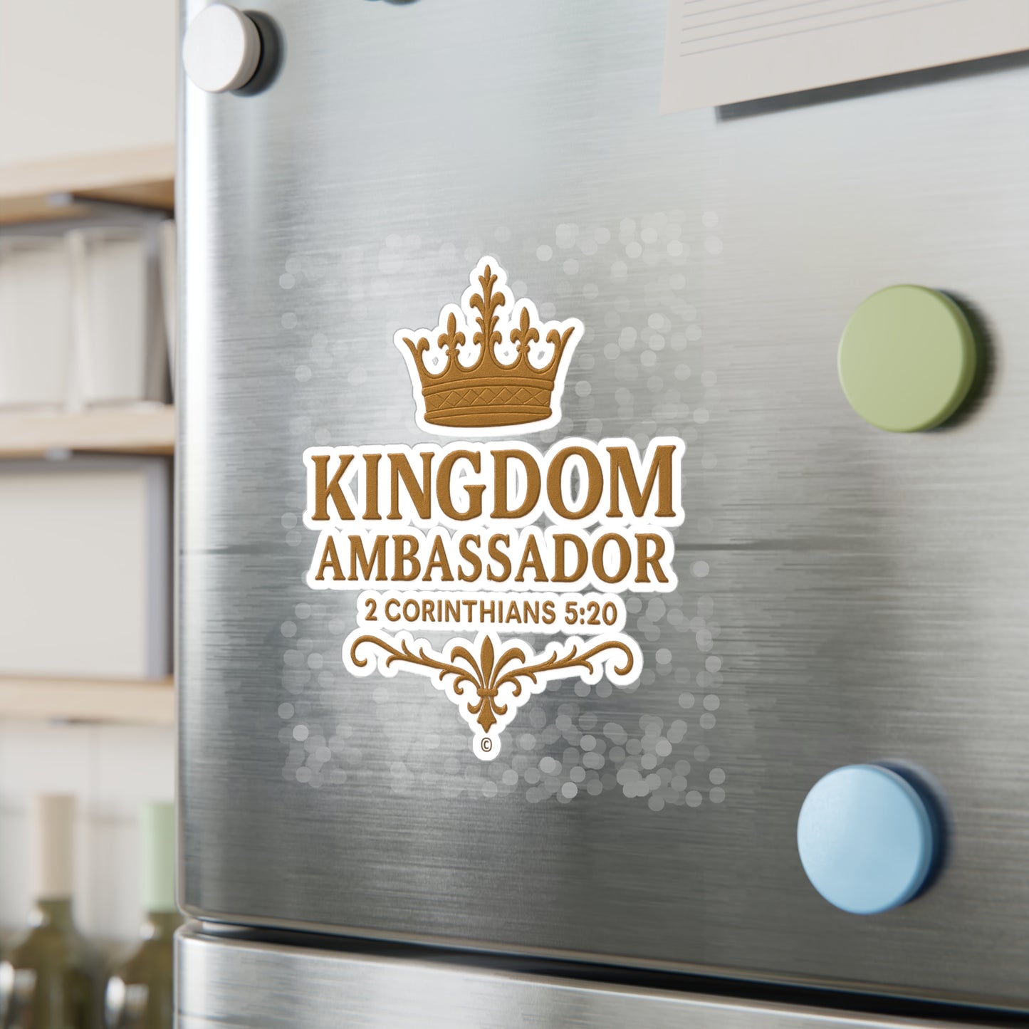 Kingdom Ambassador (Gold Lettering) Kiss-Cut Vinyl Decals, Inspirational Wall Art, Faith-Based Gifts, Home Decor