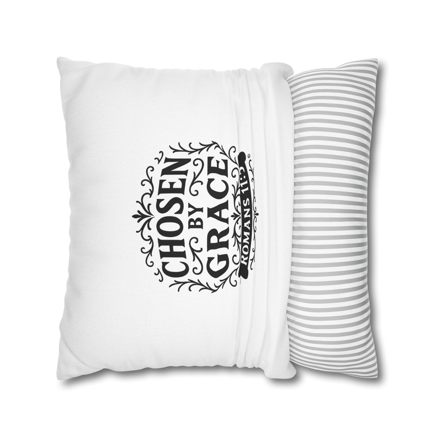 Chosen by Grace (Black Lettering) Square Pillow Cover | Inspirational Home Decor | Gifts for Faith (Pillow not included)