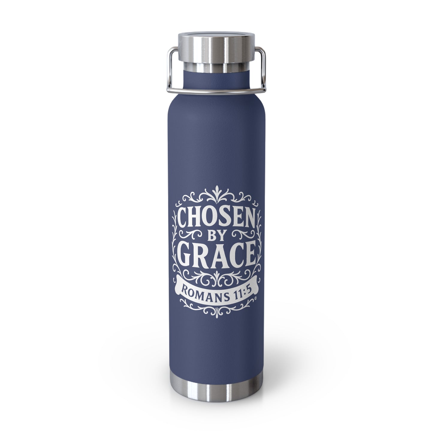 Chosen by Grace (White Lettering) Insulated Water Bottle, Motivational Gift, Faith-Based Drinkware, Inspirational Travel Mug, Biblical Verse Bottle