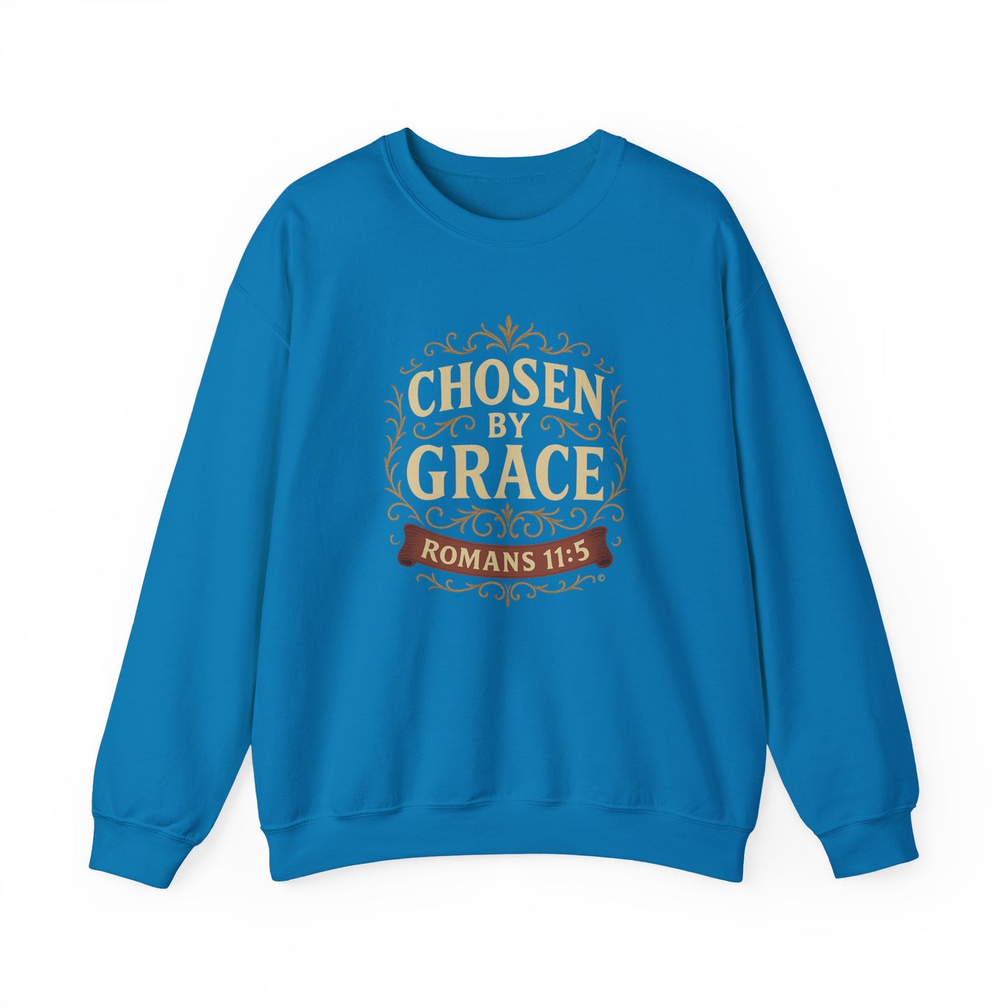 Chosen by Grace (Full Color) Unisex Crewneck Sweatshirt - Inspirational Gift, Christian Apparel, Faith-Based Fashion, Cozy Casual Wear, Bible Verse Sweatshirt