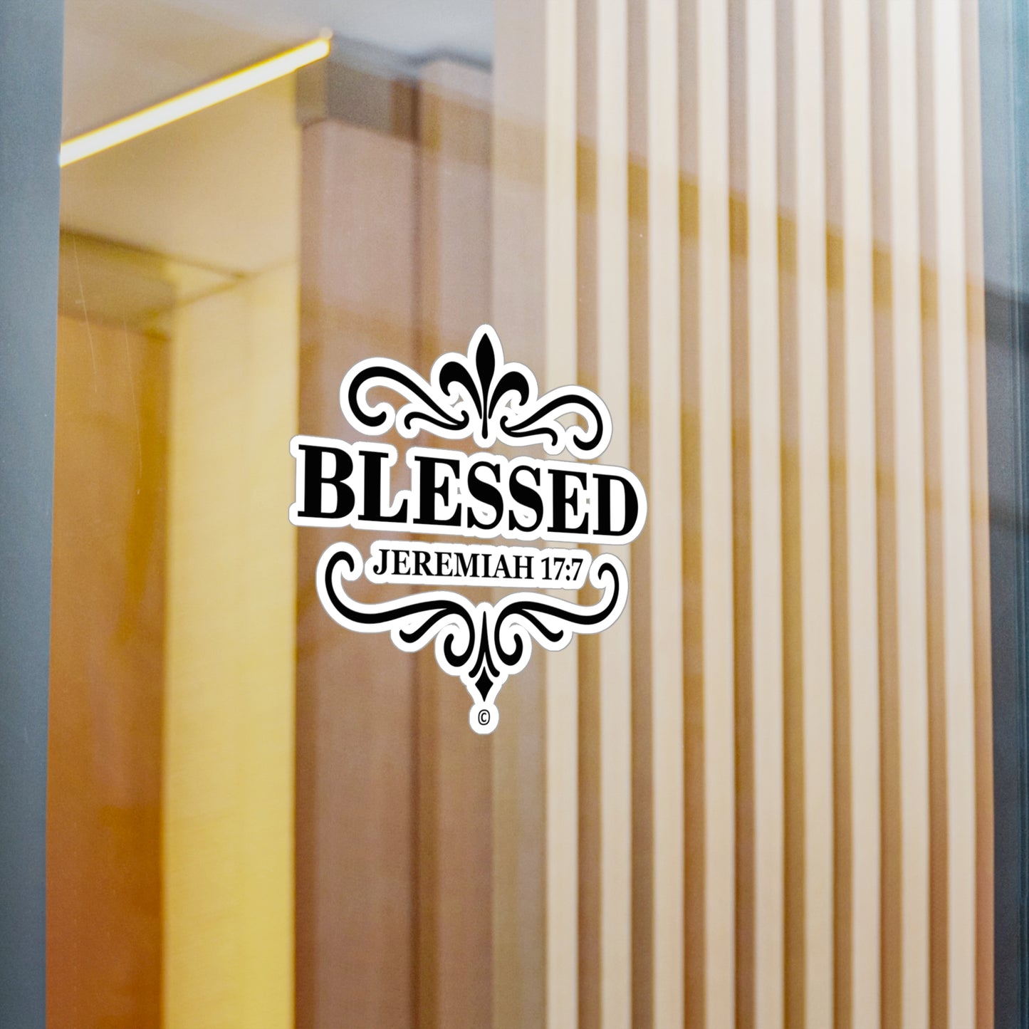 Blessed (Black Lettering) Kiss-Cut Vinyl Decals, Inspirational Wall Art, Faith-Based Gifts, Home Decor - Cross Apparel USA