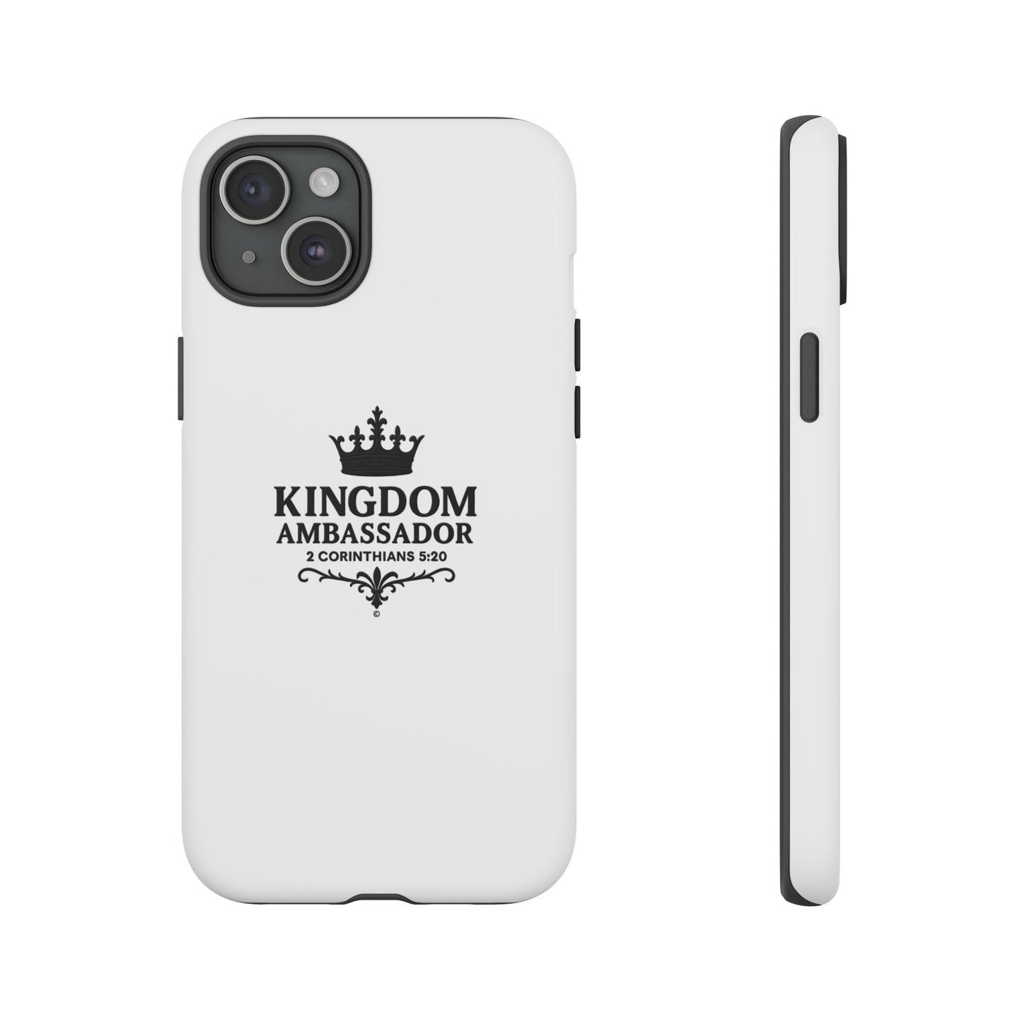 Kingdom Ambassador (Black Lettering) Rugged Phone Case, Inspirational Mobile Cover, Gift for Faith Lovers, Faith-Based Protector - Cross Apparel USA