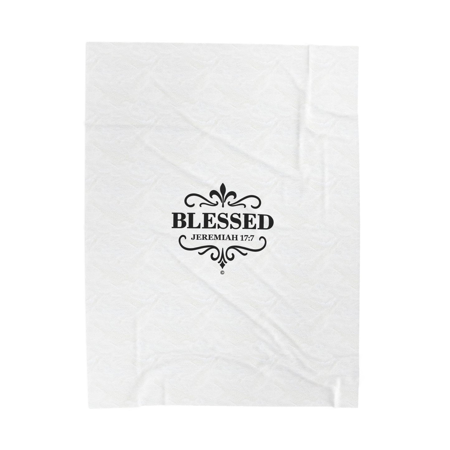 Blessed (Black Lettering) Plush Blanket, Inspirational Home Decor (50x60 size pictured)