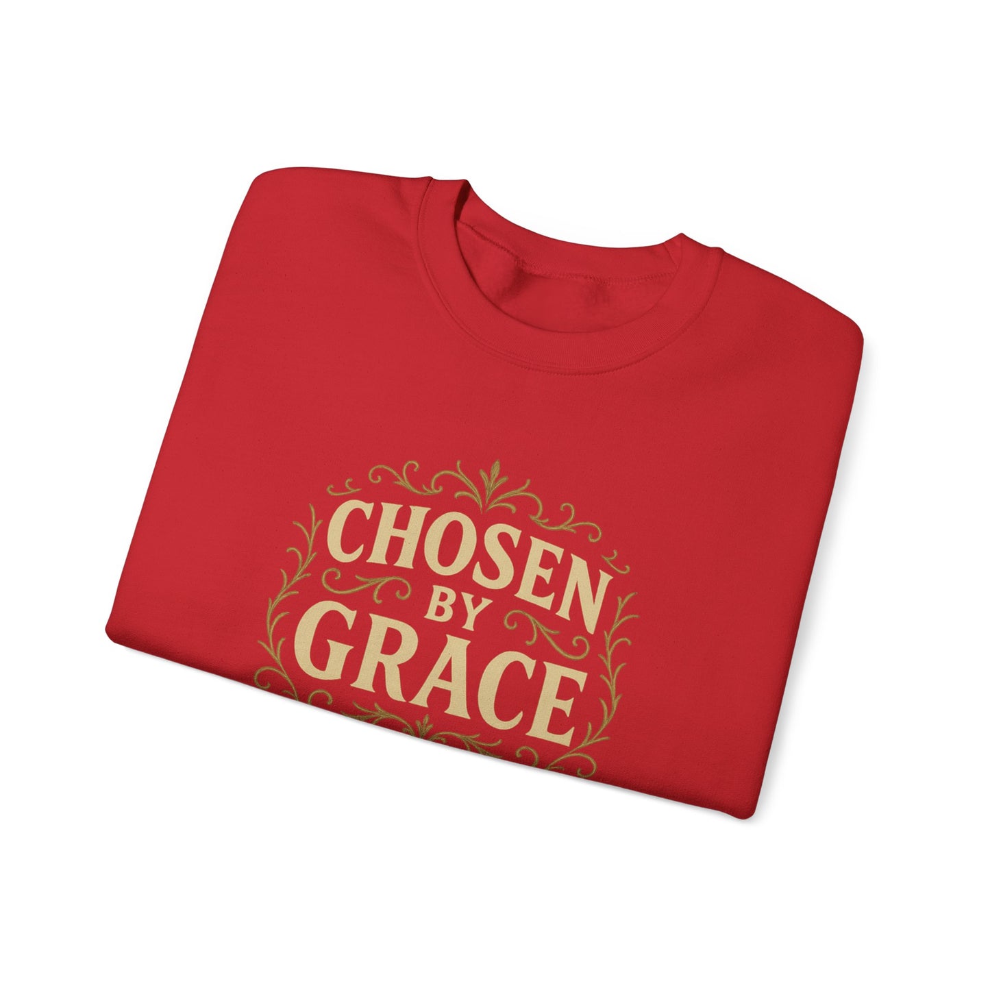 Chosen by Grace (Full Color) Unisex Crewneck Sweatshirt - Inspirational Gift, Christian Apparel, Faith-Based Fashion, Cozy Casual Wear, Bible Verse Sweatshirt