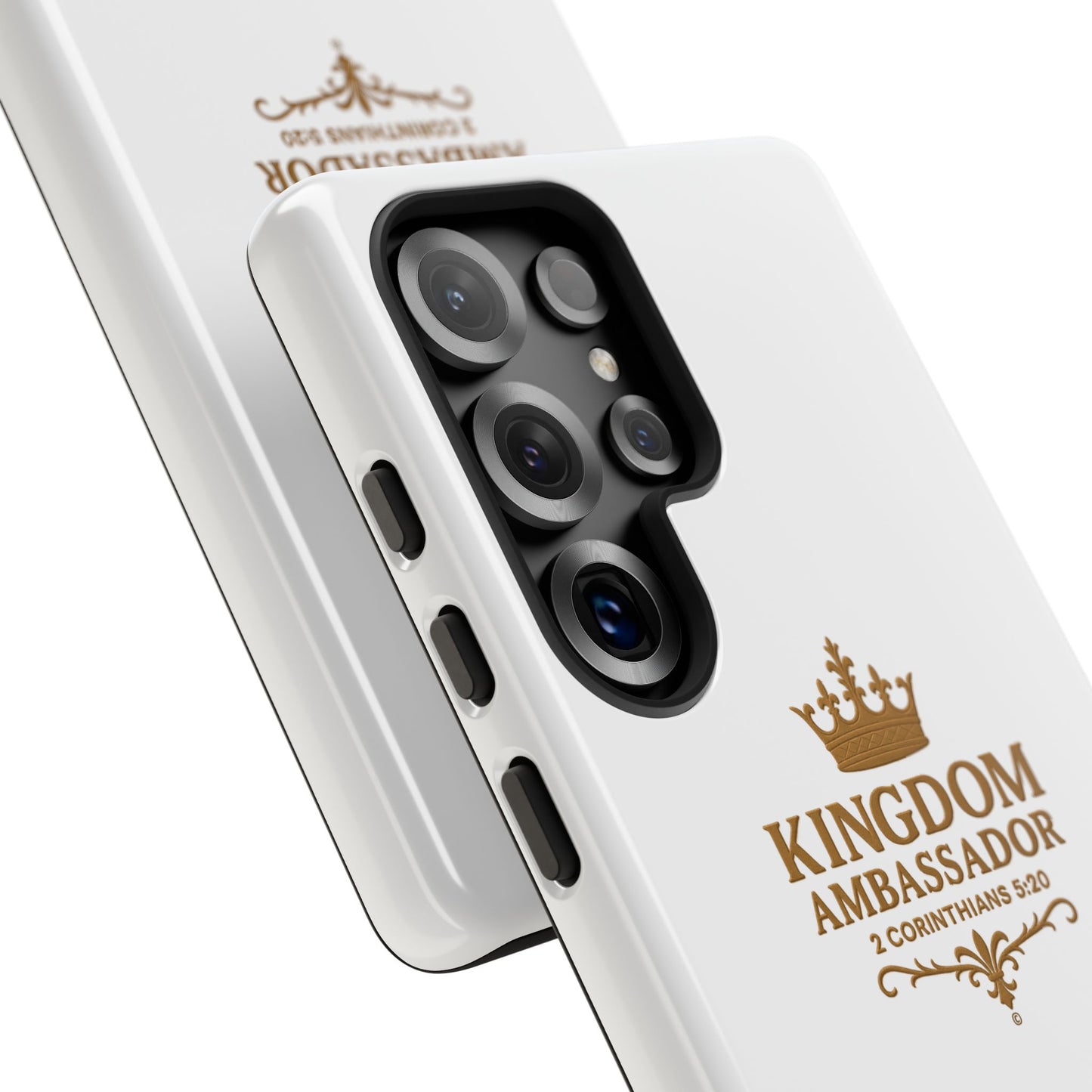 Kingdom Ambassador (Gold Lettering) Rugged Phone Case, Inspirational Mobile Cover, Gift for Faith Lovers, Faith-Based Protector