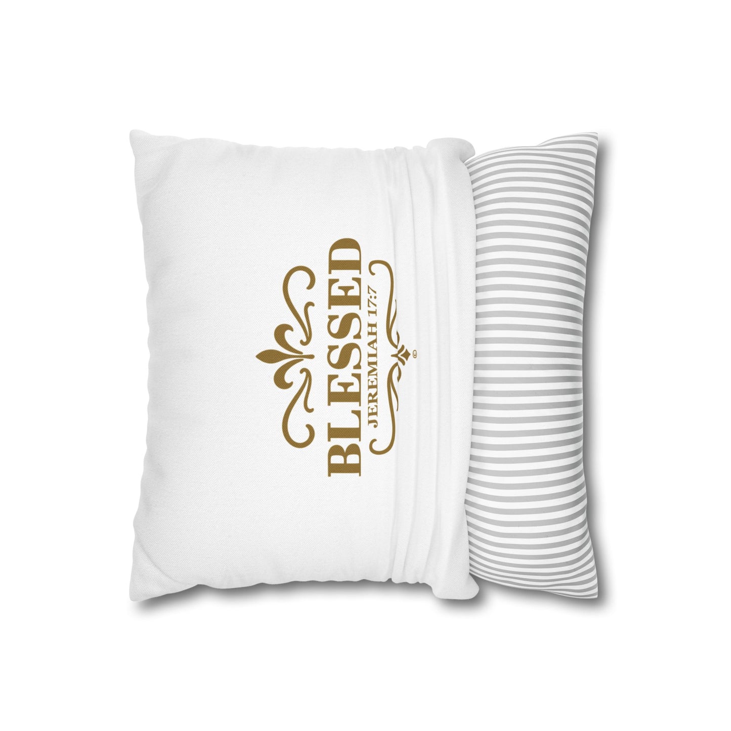 Blessed (Gold Lettering) Square Pillow Cover | Inspirational Home Decor | Gifts for Faith (Pillow not included)