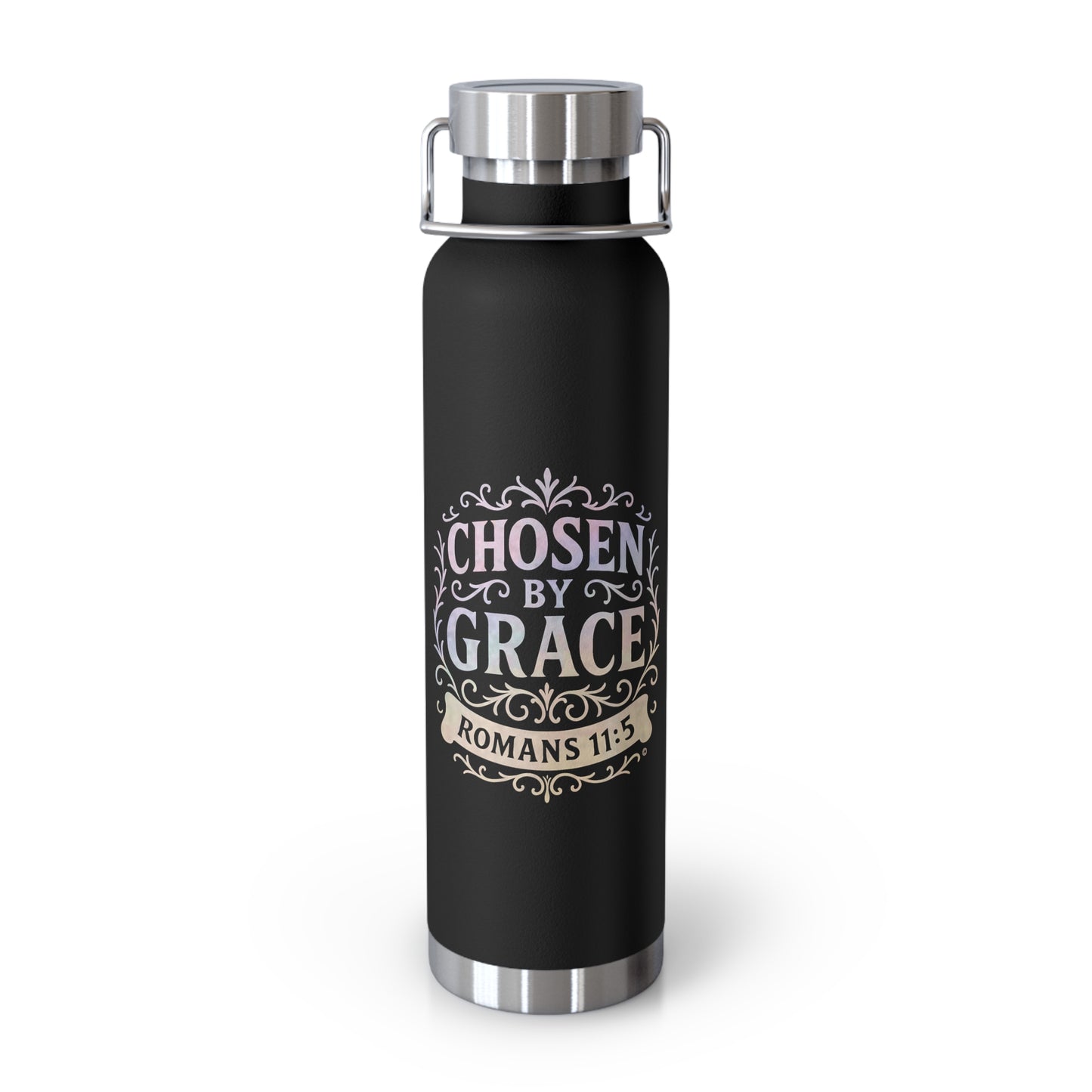 Chosen by Grace (Multi-color Limited Edition) Insulated Water Bottle, Motivational Gift, Faith-Based Drinkware, Inspirational Travel Mug, Biblical Verse Bottle - Cross Apparel USA