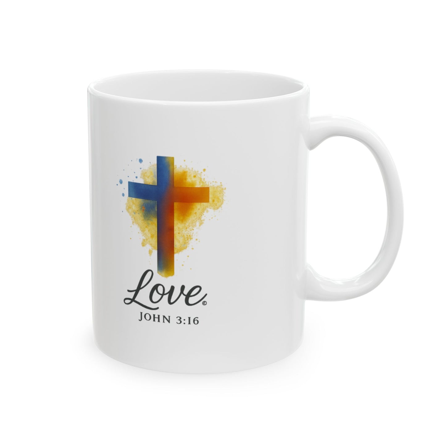 Love (Full Color) Ceramic Mug, Inspirational Gift, Coffee Cup for Faith, Gift of Believers, Devotional Drinkware (11oz, 15oz)