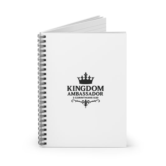 Kingdom Ambassador (Black Lettering) Spiral Notebook - Ruled Line, inspirational Gift, Idea for Students - Cross Apparel USA