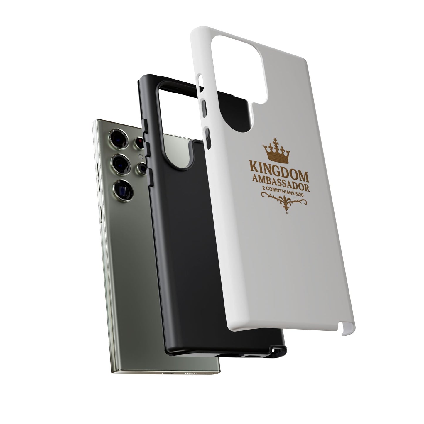 Kingdom Ambassador (Gold Lettering) Rugged Phone Case, Inspirational Mobile Cover, Gift for Faith Lovers, Faith-Based Protector