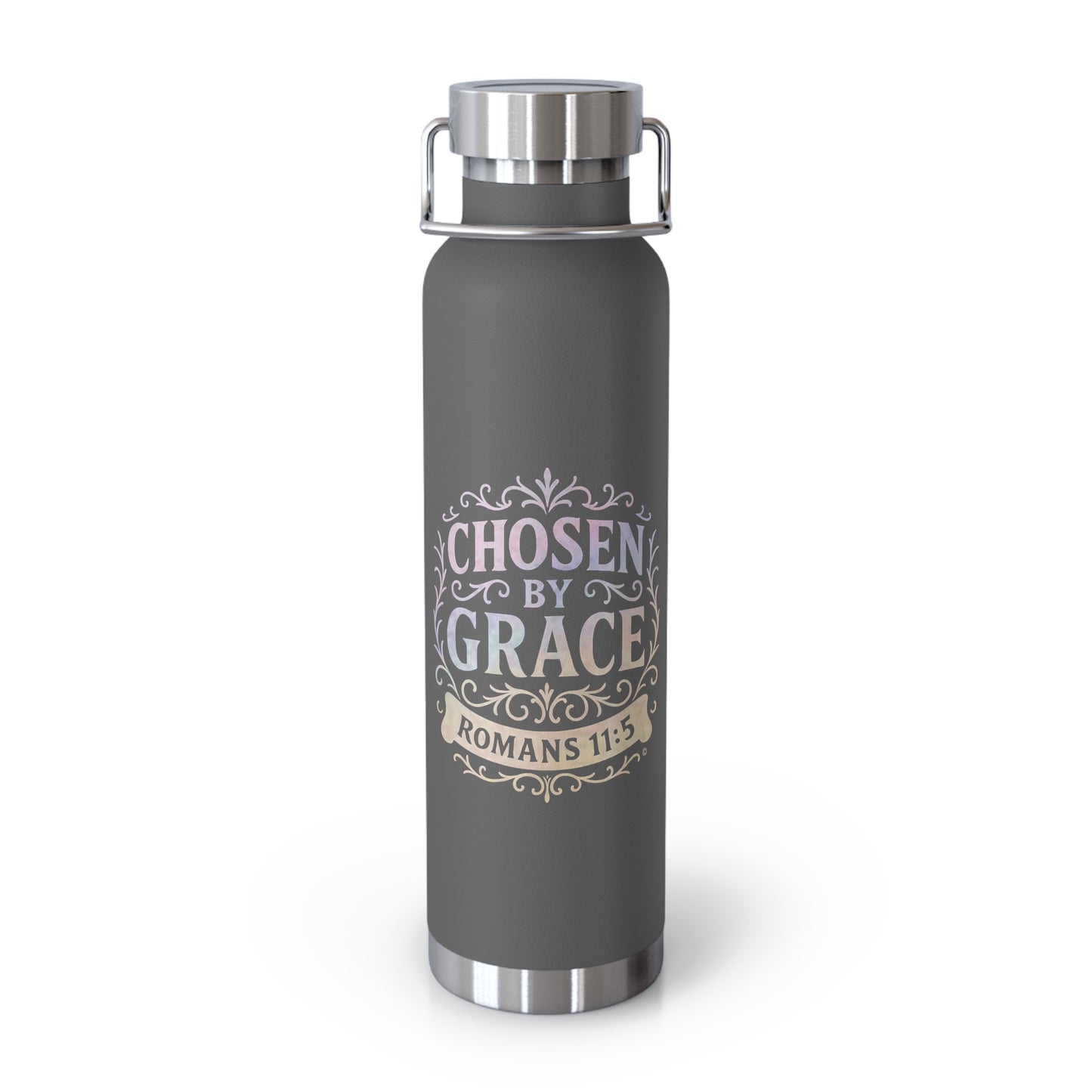 Chosen by Grace (Multi-color Limited Edition) Insulated Water Bottle, Motivational Gift, Faith-Based Drinkware, Inspirational Travel Mug, Biblical Verse Bottle - Cross Apparel USA