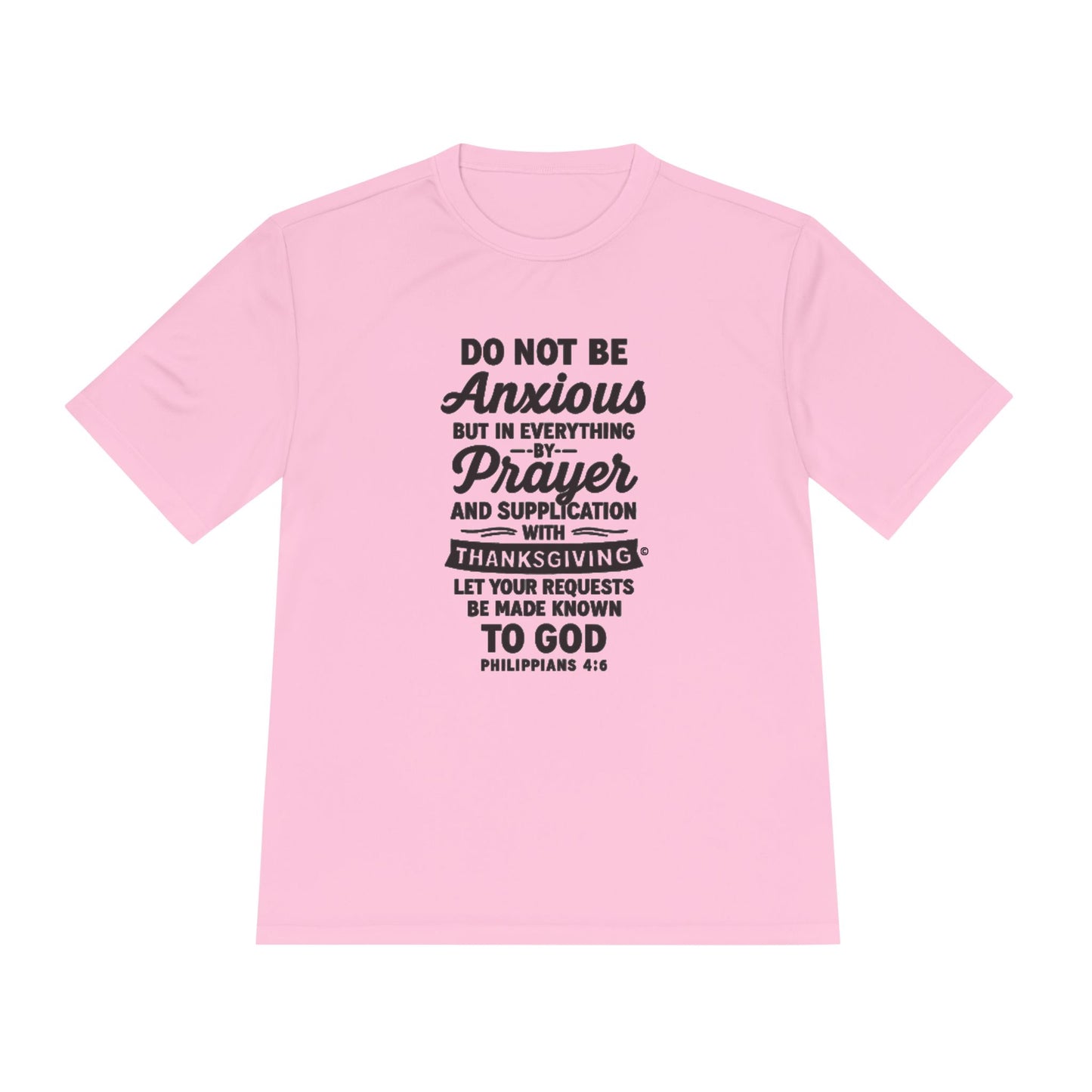 Not Anxious (Black Lettering with full design on the front side) Activewear Performance Moisture Wicking Tee, Faith-Based Workout Shirt, Inspirational Fitness Gear, Gift for Fitness Lovers, Bible Verse T-Shirt - Cross Apparel USA