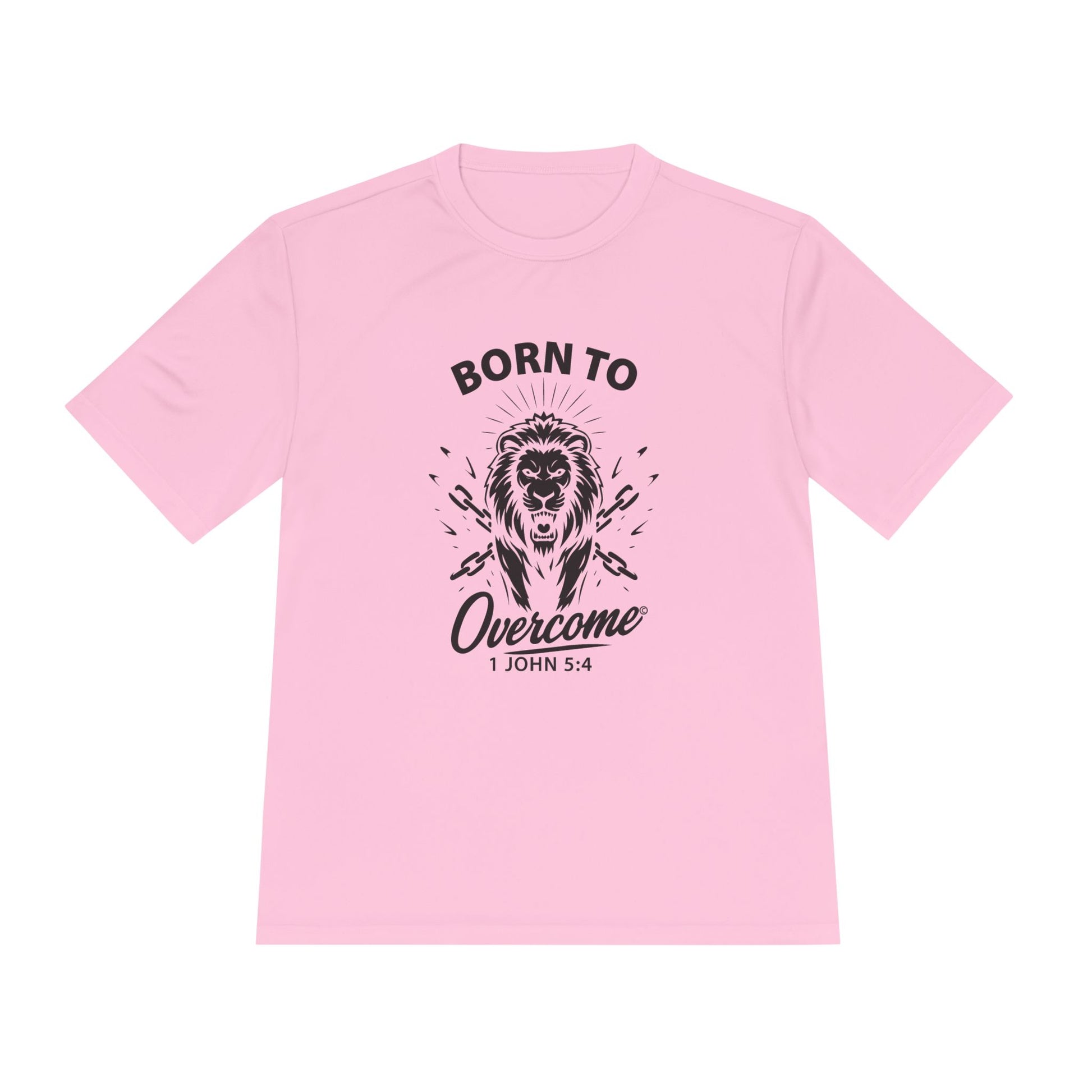 Born to Overcome (Black Lettering) Activewear Performance Moisture Wicking Tee, Faith-Based Workout Shirt, Inspirational Fitness Gear, Gift for Fitness Lovers, Bible Verse T-Shirt - Cross Apparel USA