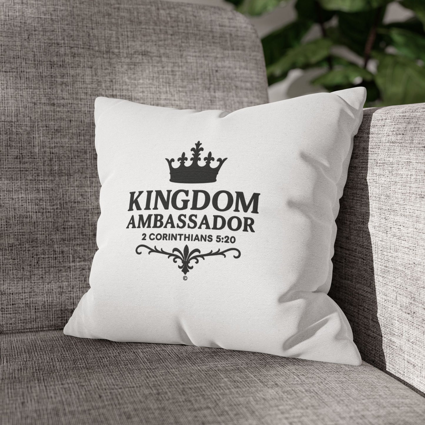 Kingdom Ambassador (Black Lettering) Square Pillow Cover | Inspirational Home Decor | Gifts for Faith (Pillow not included)