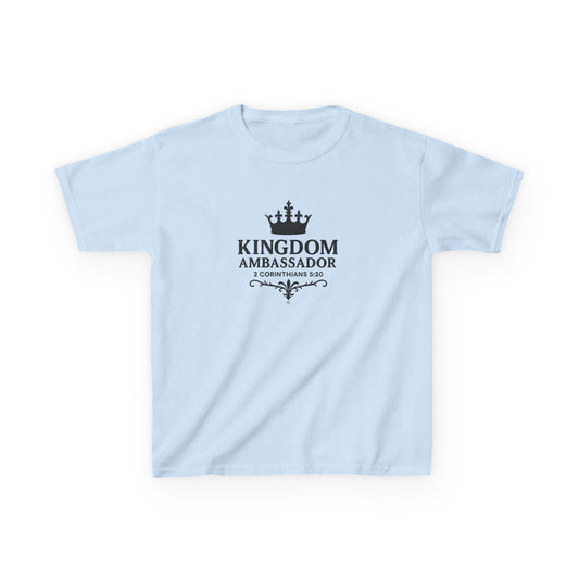 Kingdom Ambassador (Black Lettering) Kids Tee, Faith-based Inspirational Apparel, Gift for Believers, Youth Fashion, Bible Verse Shirt, Meaningful Gift