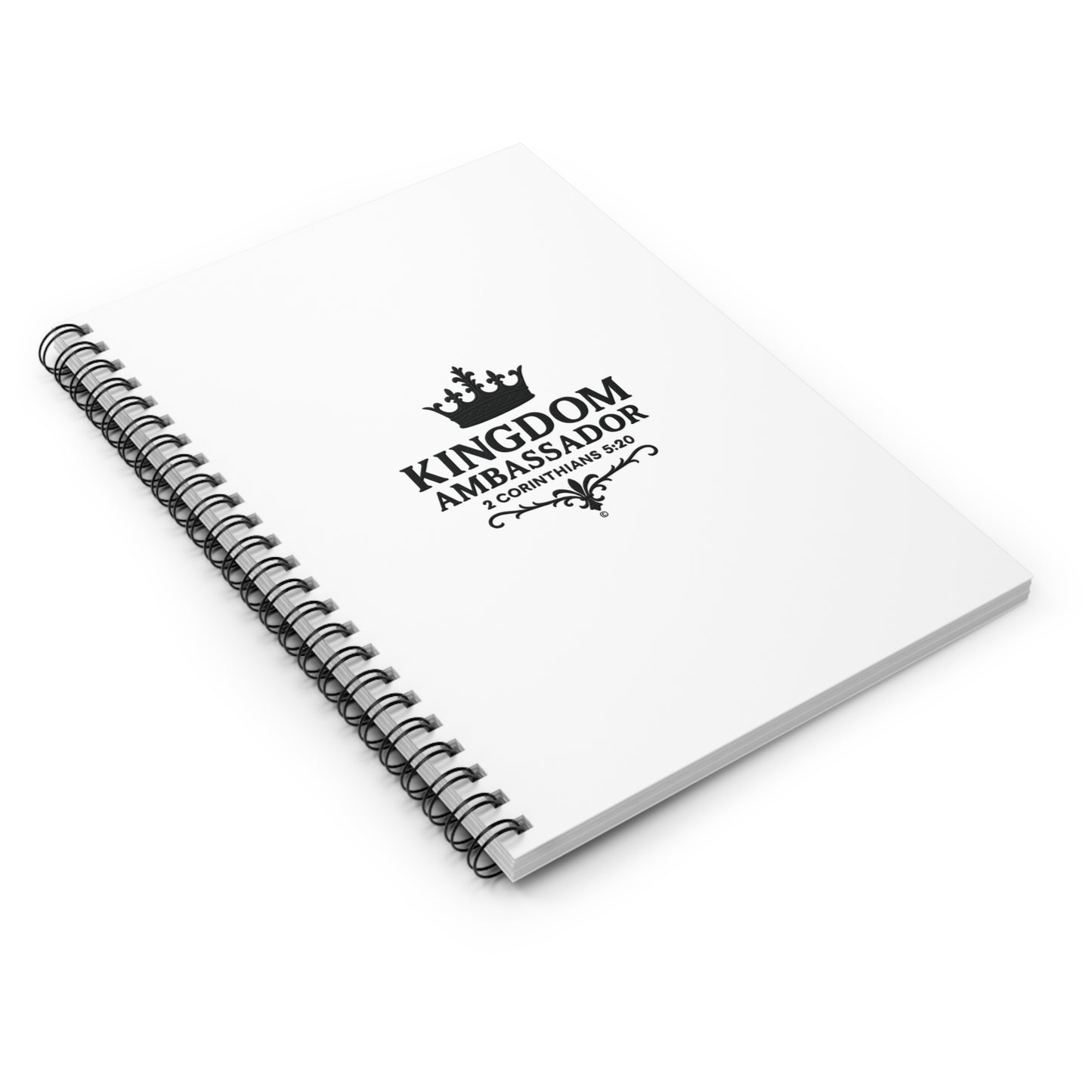 Kingdom Ambassador (Black Lettering) Spiral Notebook - Ruled Line, inspirational Gift, Idea for Students - Cross Apparel USA