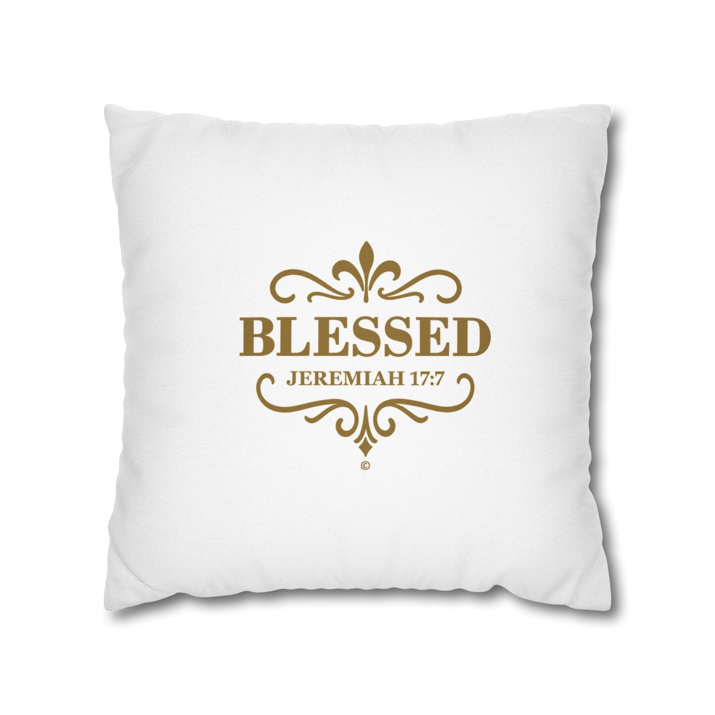 Blessed (Gold Lettering) Square Pillow Cover | Inspirational Home Decor | Gifts for Faith (Pillow not included)