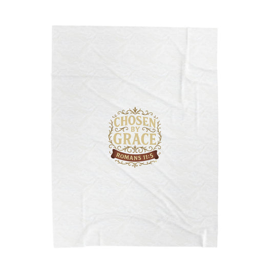 Chosen by Grace (Full Color) Plush Blanket, Inspirational Home Decor, Faith-Based Decor, Modern Plush Blanket