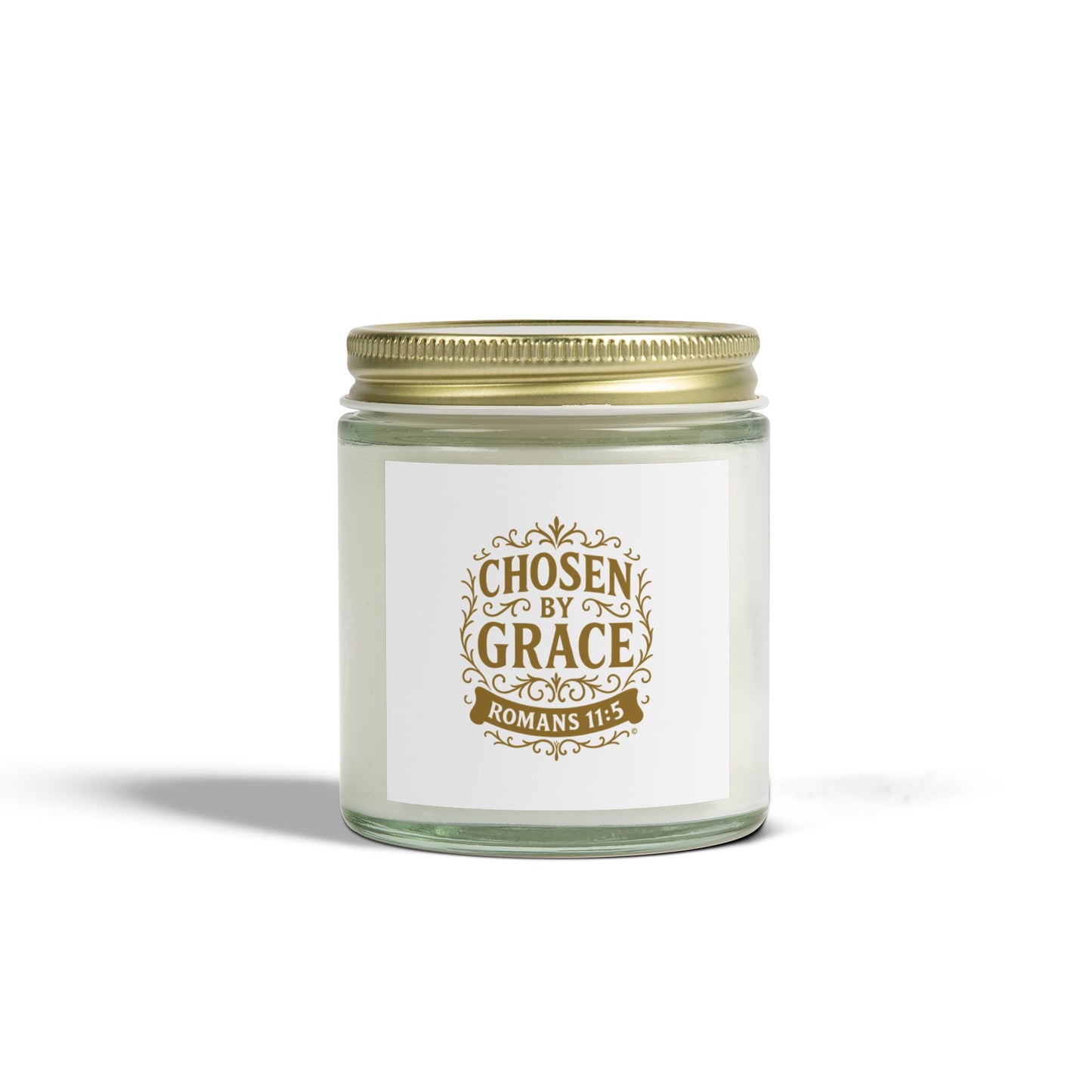 Chosen by Grace (Gold Lettering) Scented Candle - Coconut Apricot Wax, Inspirational Home Decor, Relaxation, Gifts for Believers
