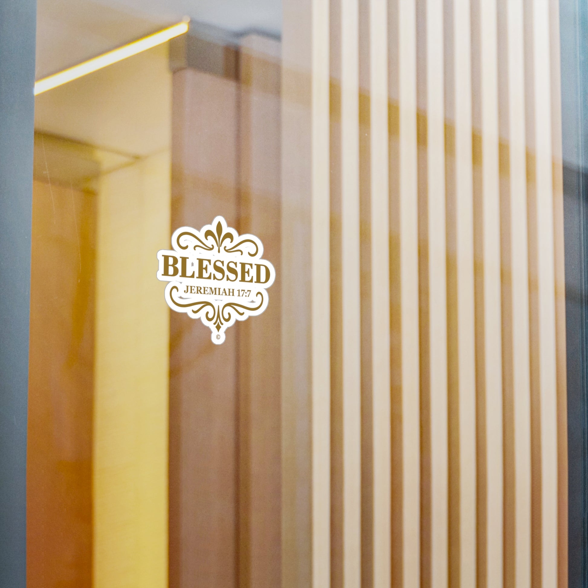 Blessed (Gold Lettering) Kiss-Cut Vinyl Decals, Inspirational Wall Art, Faith-Based Gifts, Home Decor - Cross Apparel USA