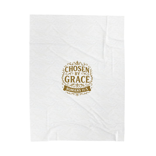 Chosen by Grace (Gold Lettering) Plush Blanket, Inspirational Home Decor, Faith-Based Decor, Modern Plush Blanket