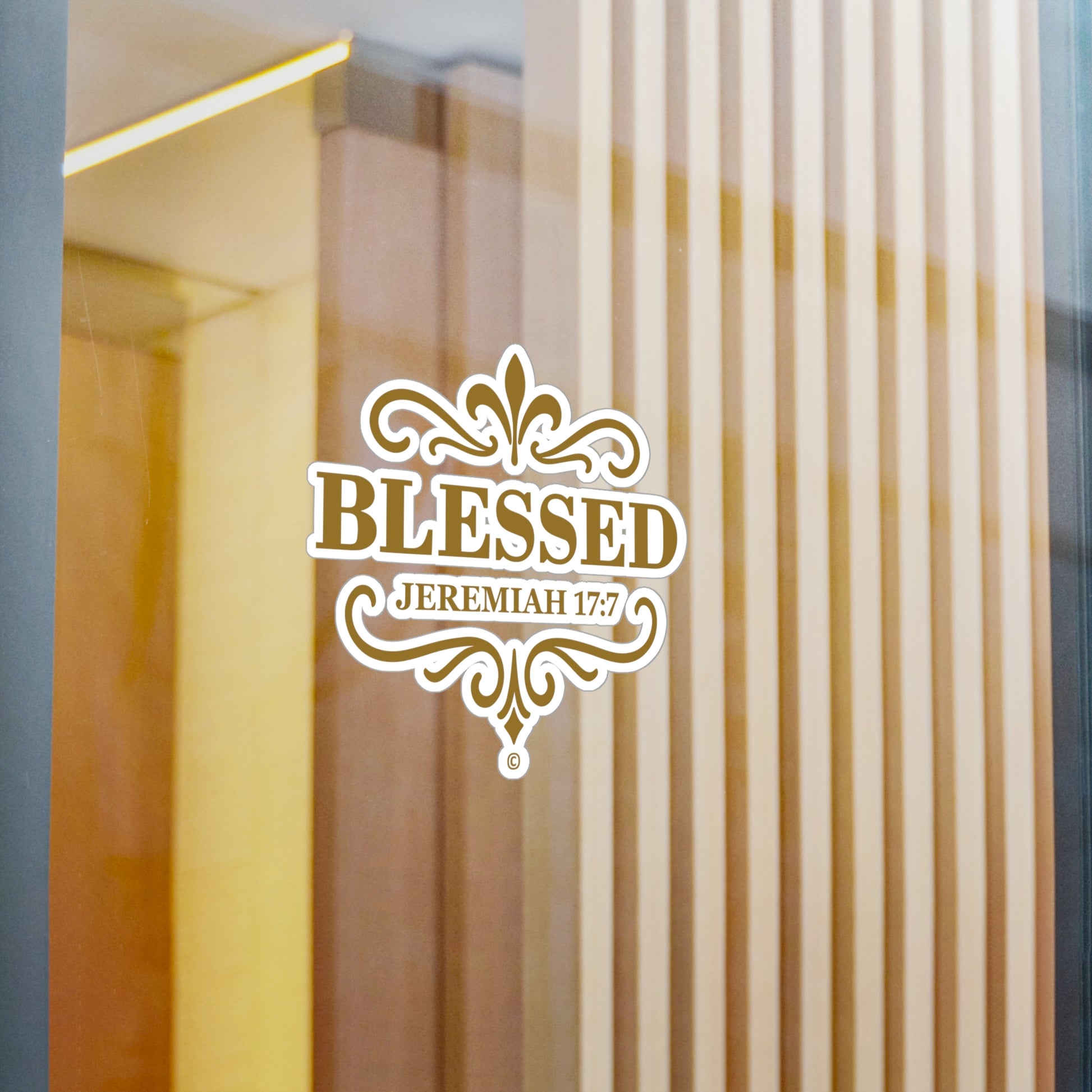 Blessed (Gold Lettering) Kiss-Cut Vinyl Decals, Inspirational Wall Art, Faith-Based Gifts, Home Decor - Cross Apparel USA