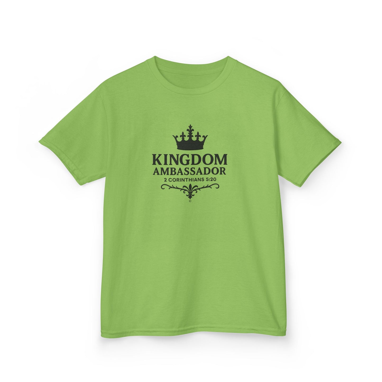 Kingdom Ambassador (Black Lettering) Kids Tee, Faith-based Inspirational Apparel, Gift for Believers, Youth Fashion, Bible Verse Shirt, Meaningful Gift